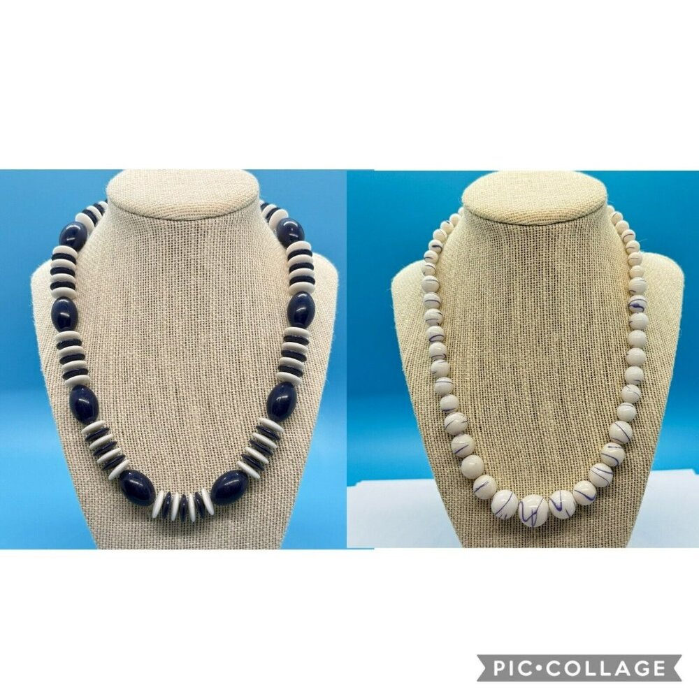 Lot Of 2 Vintage Beaded Necklaces 1980s 19” Length‎
